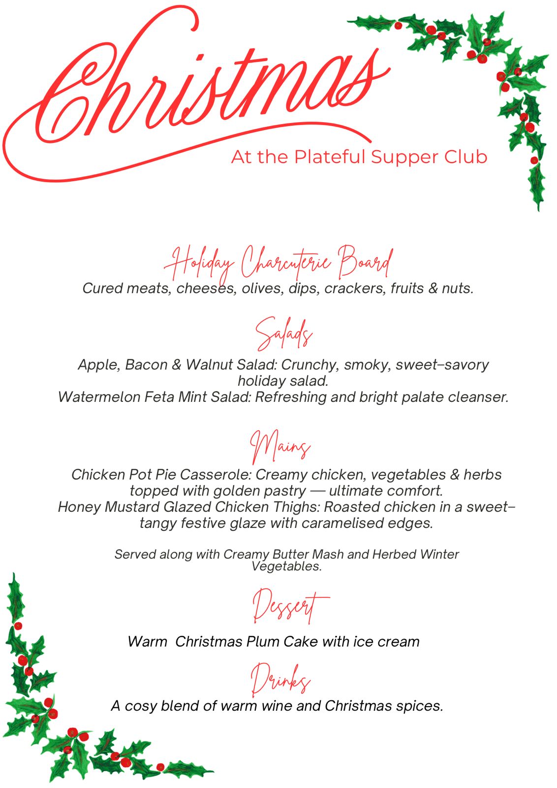 Christmas at The Plateful Supper Club