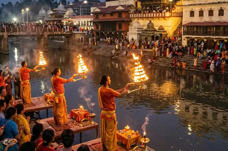 Evening Sandhya Aarati at Pashupatinath Temple